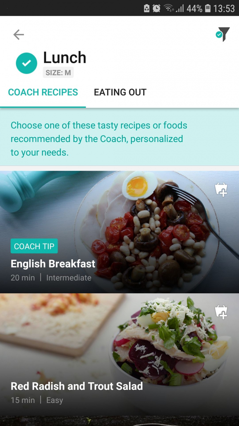   Freeletics Nutrition mobil egészségügyi app ebéd