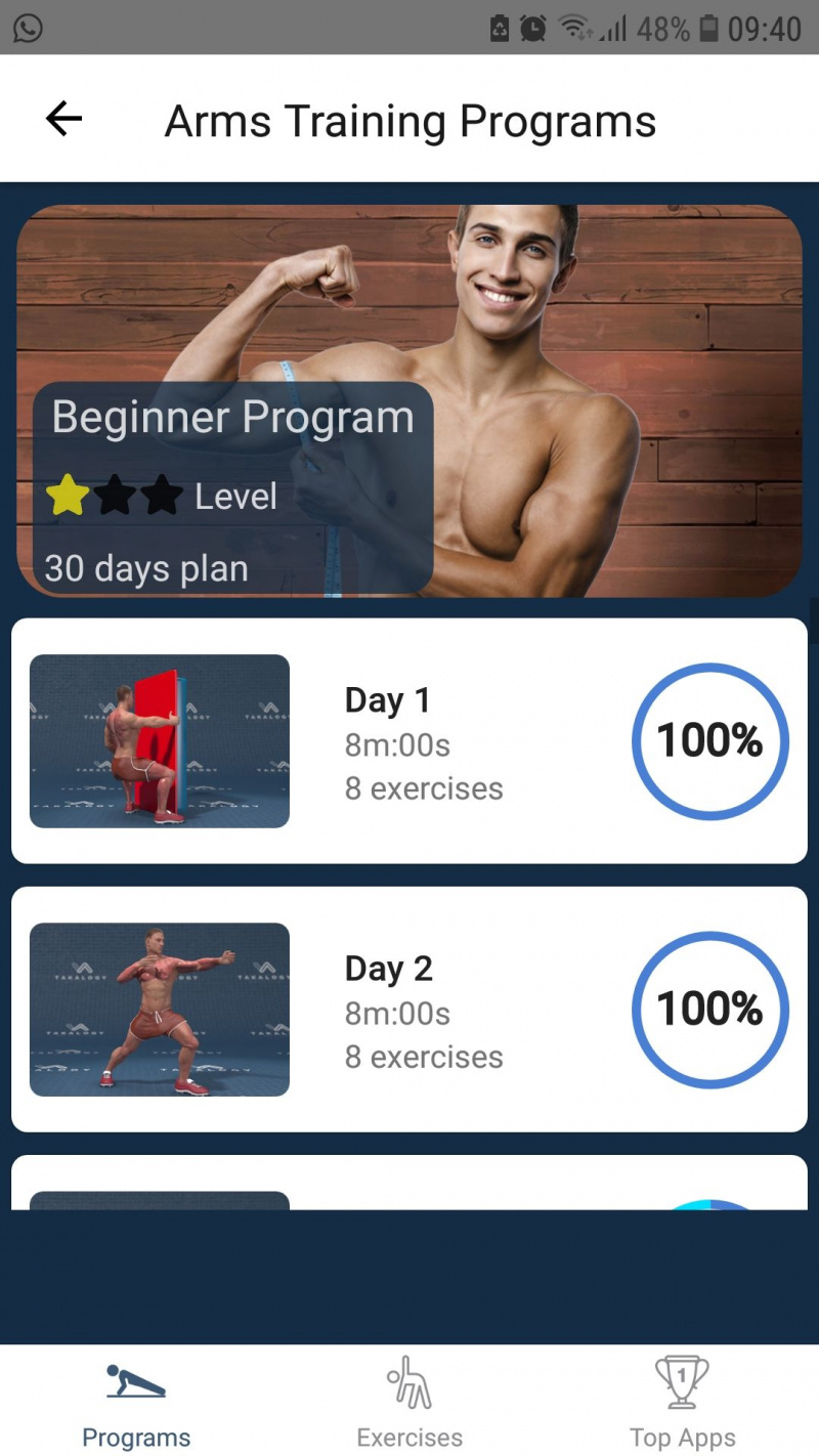   Braços fortes em 30 dias plano de treinamento de aplicativo de treino móvel