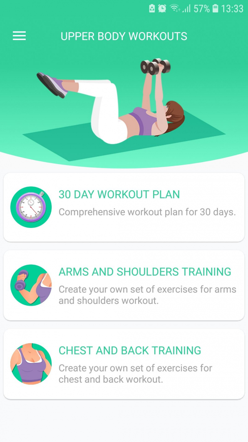   Aplicativo de fitness móvel Upper Body Workouts