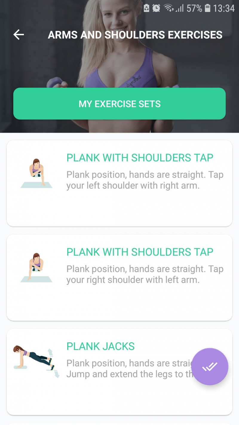  Conjuntos de exercícios do aplicativo de fitness móvel Upper Body Workouts