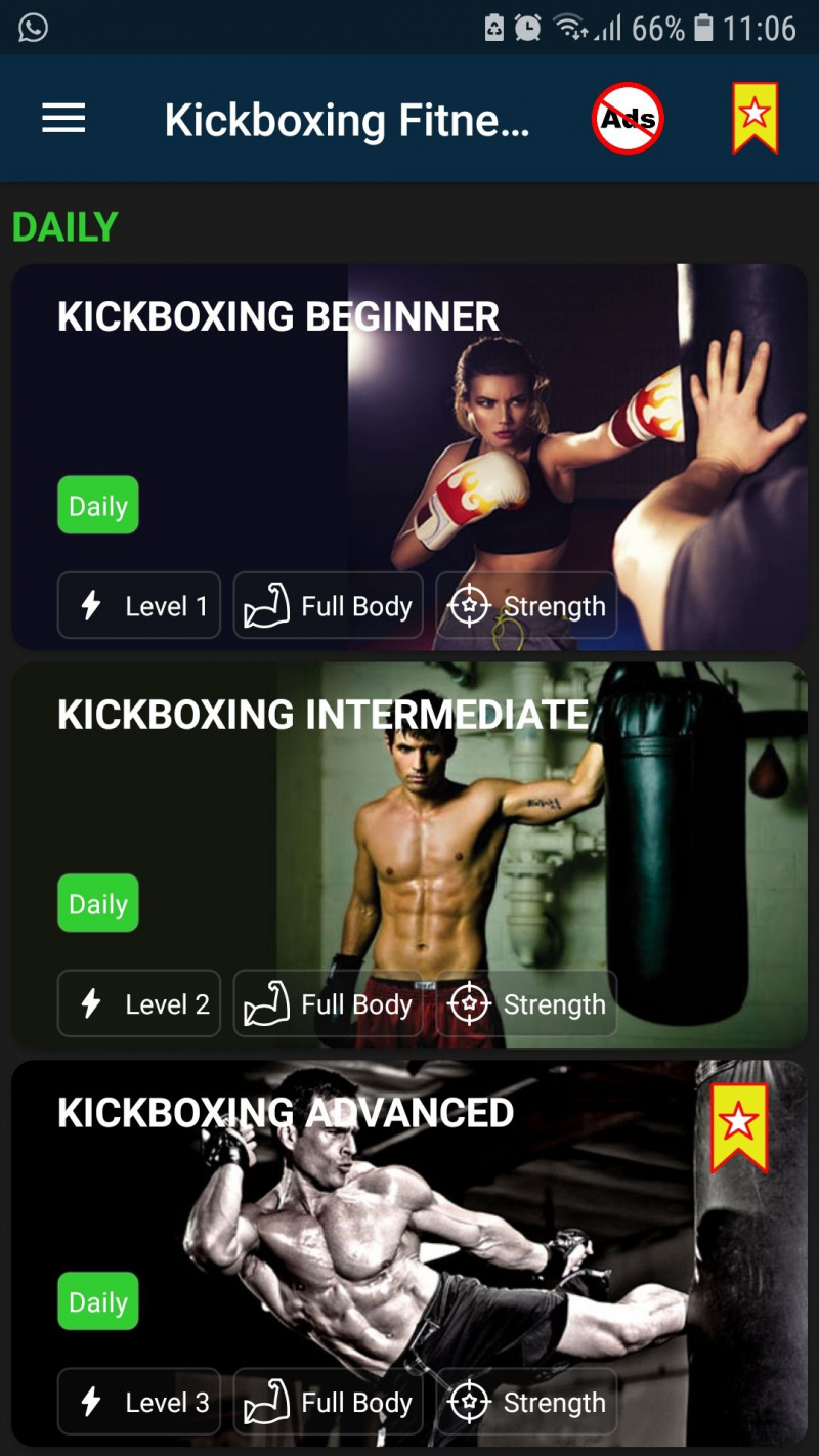   Aplicativo de fitness móvel Kickboxing Fitness Workout