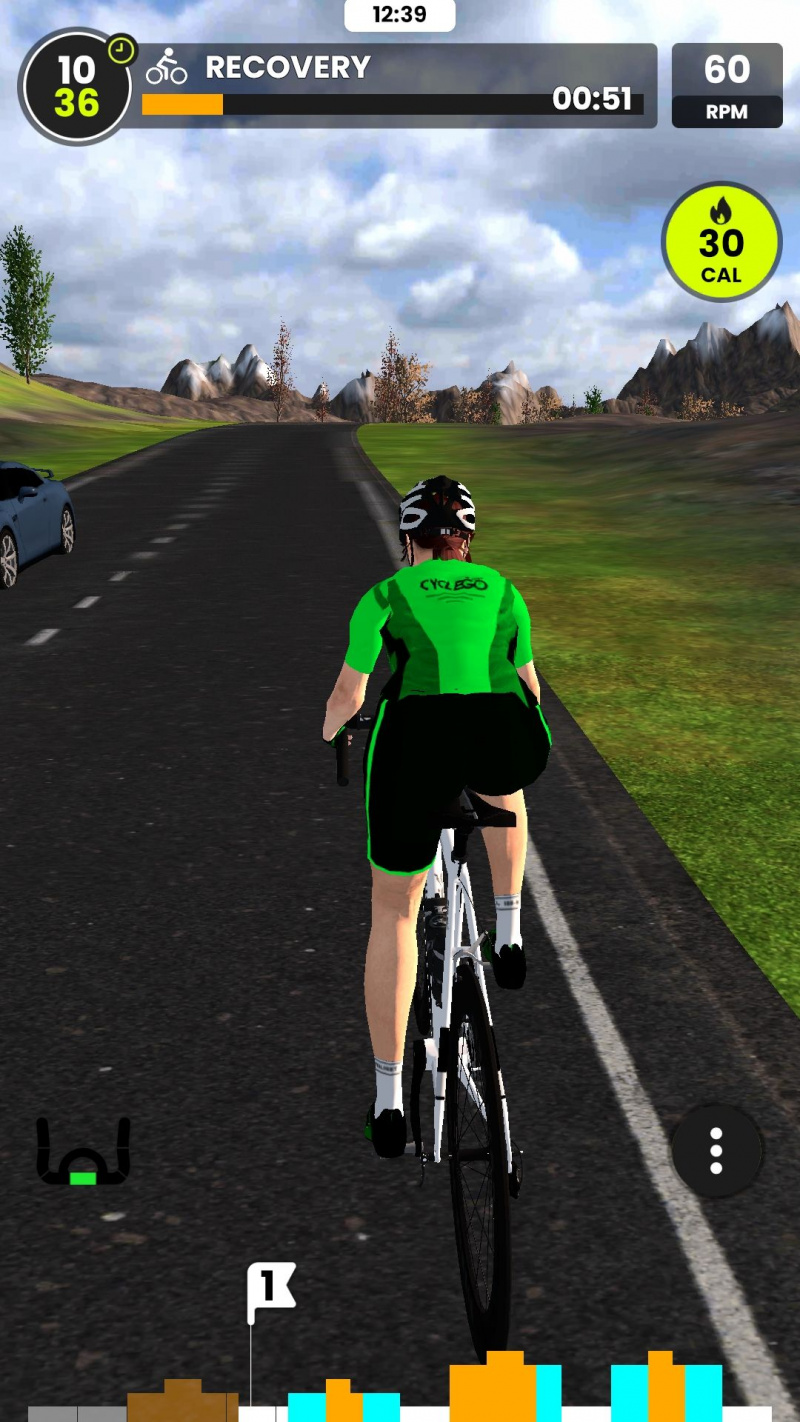   CycleGo indoor ciclismo executando aplicativo de treino móvel