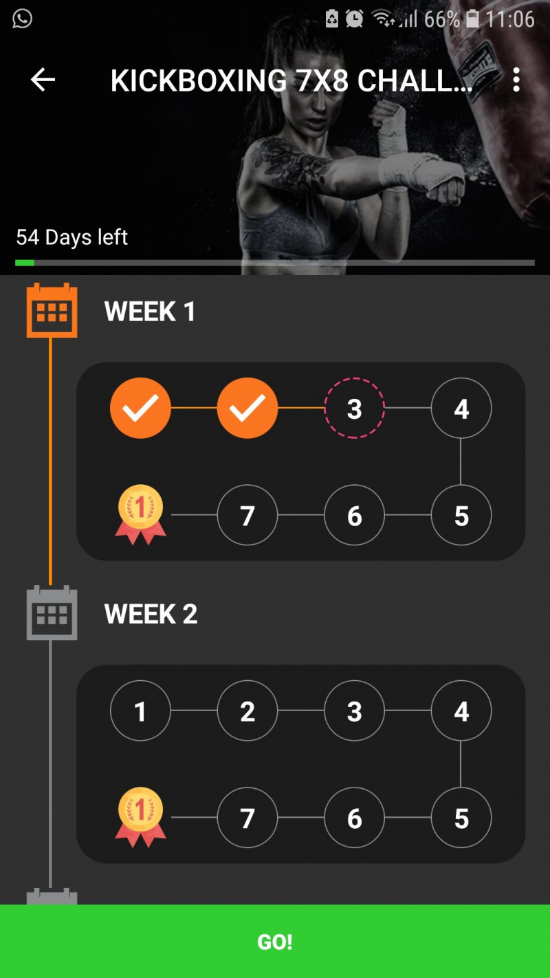  Desafio do aplicativo de fitness móvel Kickboxing Fitness Workout
