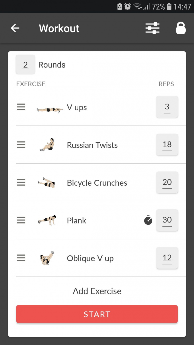   Exercícios do aplicativo de fitness móvel HIIT Workout Generator