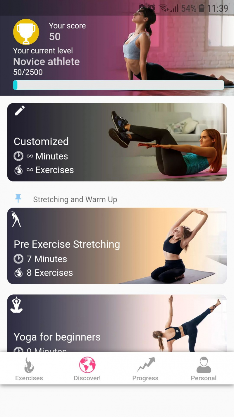   Planos personalizados do aplicativo de fitness móvel Easy Yoga para perda de peso em casa