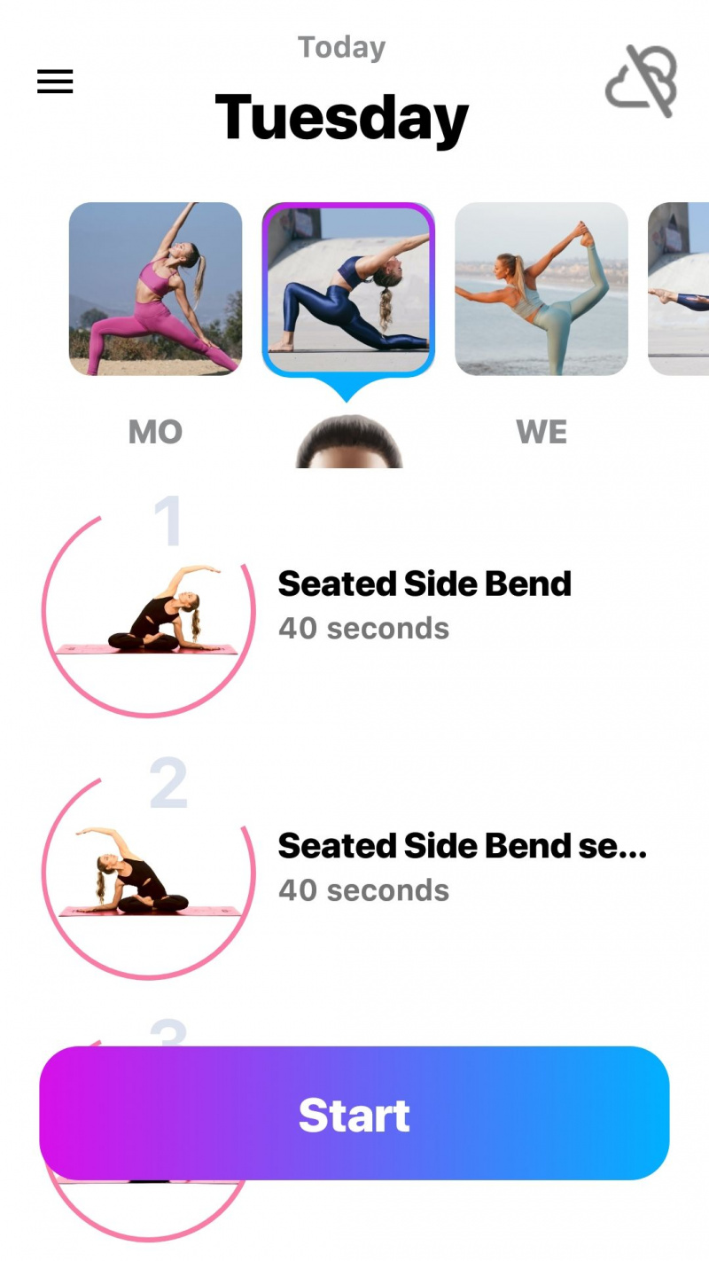   Yoga Poses クラスのモバイル フィットネス アプリ