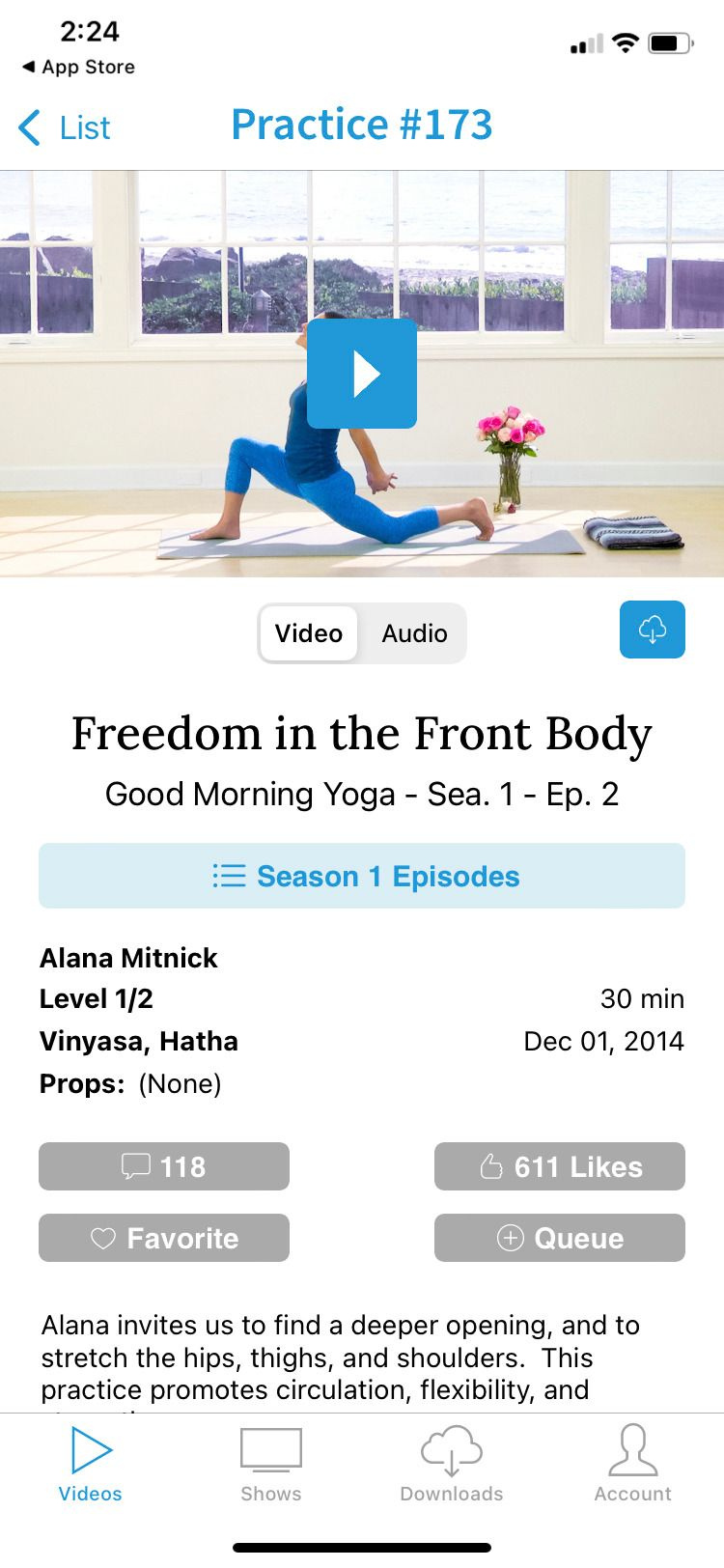   Aplicativo Yoga Anytime Liberdade na parte frontal do corpo