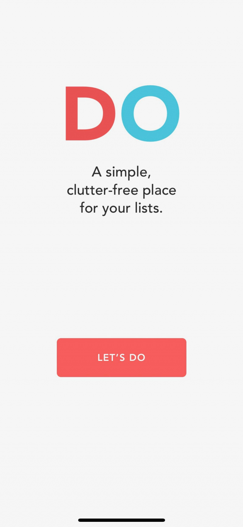   Skärmdump av Do-appen som visar välkomstskärmen