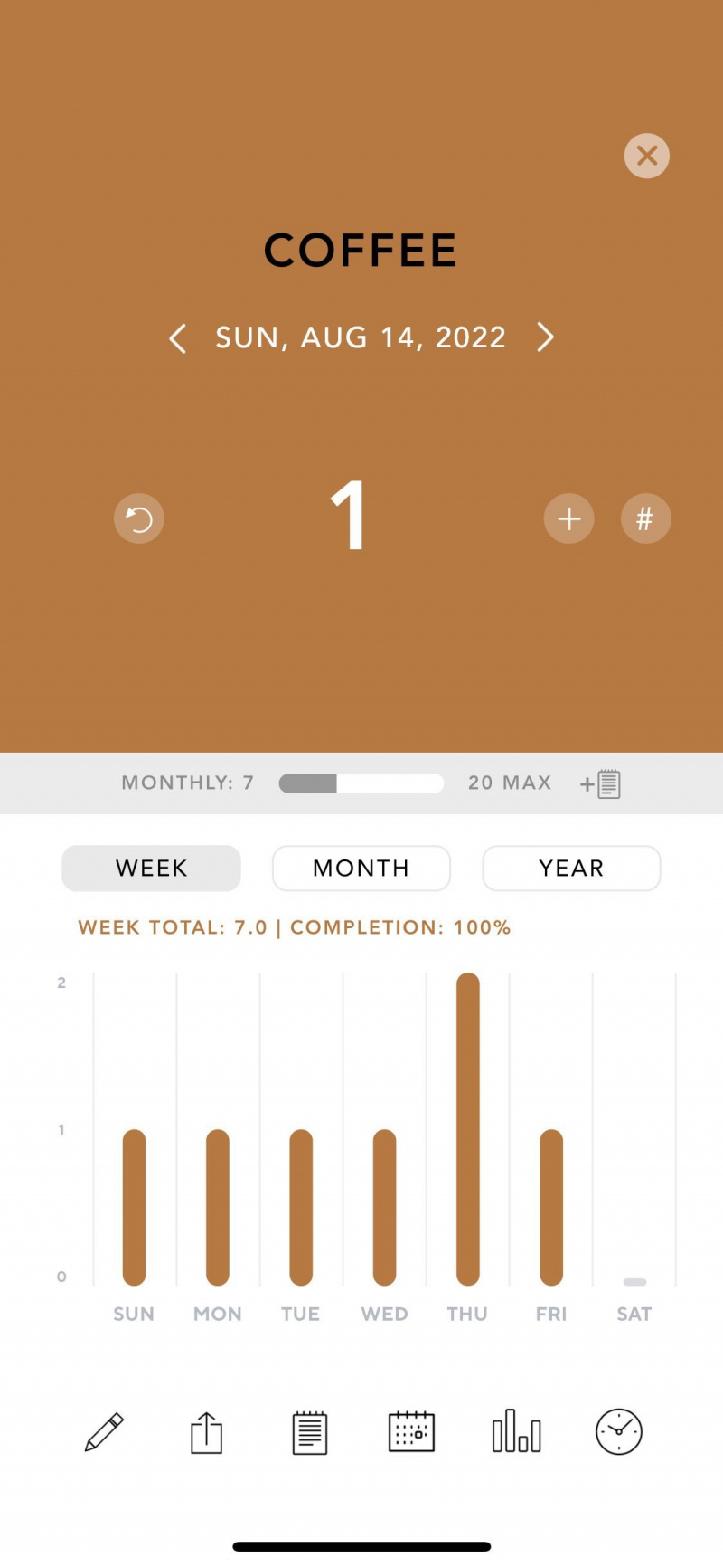   Skärmdump av appen Klar som visar exempel på målstrimma