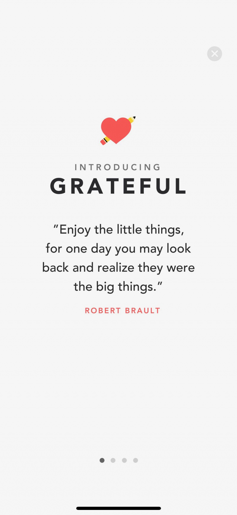   لقطة شاشة لتطبيق Grateful تعرض شاشة ترحيب