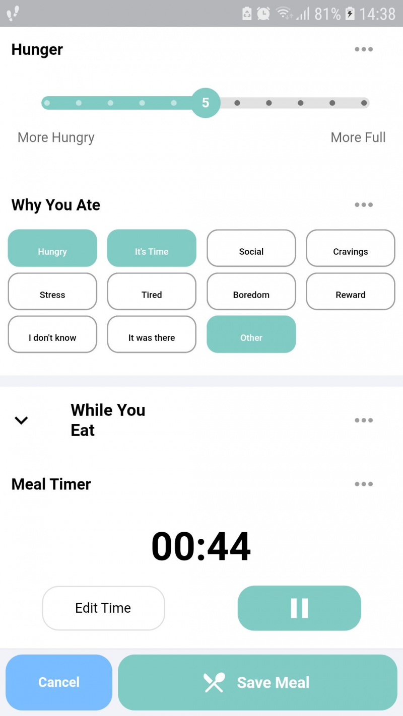  Shutterbite aplicación móvil de alimentación consciente guardar comida
