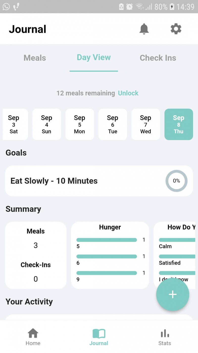   Diario de la aplicación móvil de alimentación consciente de Shutterbite