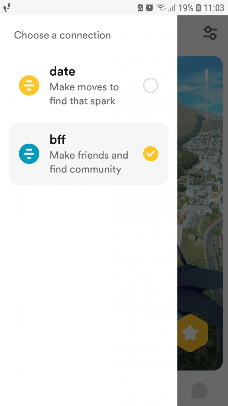   Aplicación de amistad móvil Bumble BFF