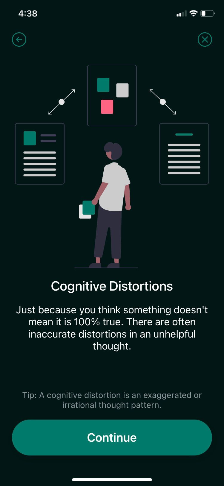   Обяснител на когнитивните изкривявания в приложението Thought Diary