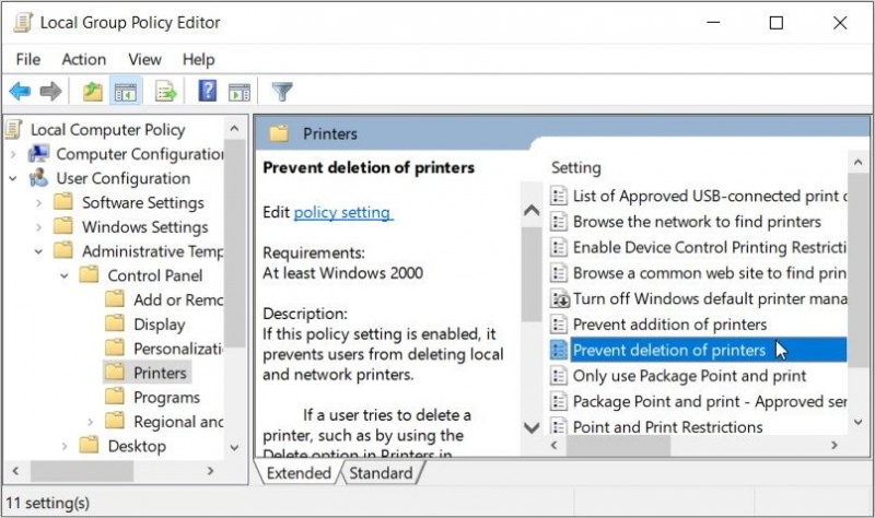 Kako drugim preprečiti brisanje ali dodajanje tiskalnikov v sistemu Windows