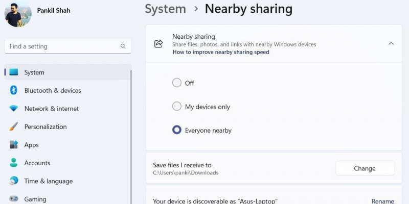 Cómo usar el uso compartido cercano en Windows 11