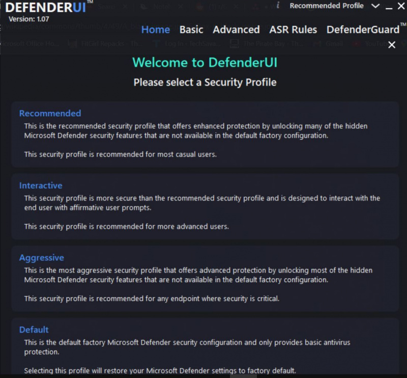 DefenderUI:n käyttäminen Windows Defenderin määrittämiseen