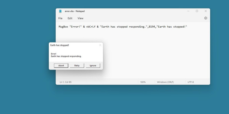   screenshot di uno script vb e un messaggio di errore