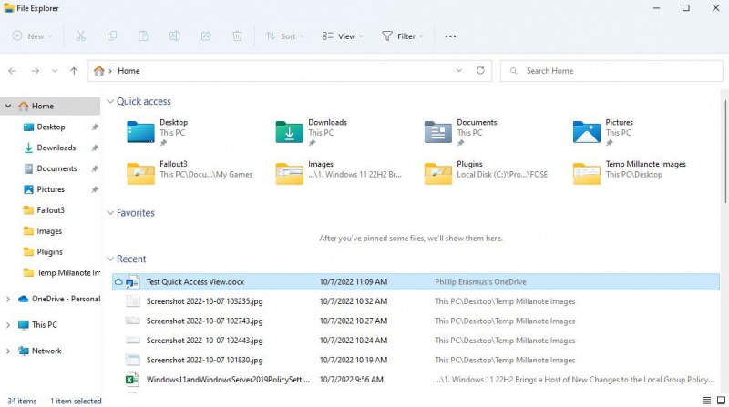   Dokumenty OneDrive v zobrazení obrázka Rýchly prístup