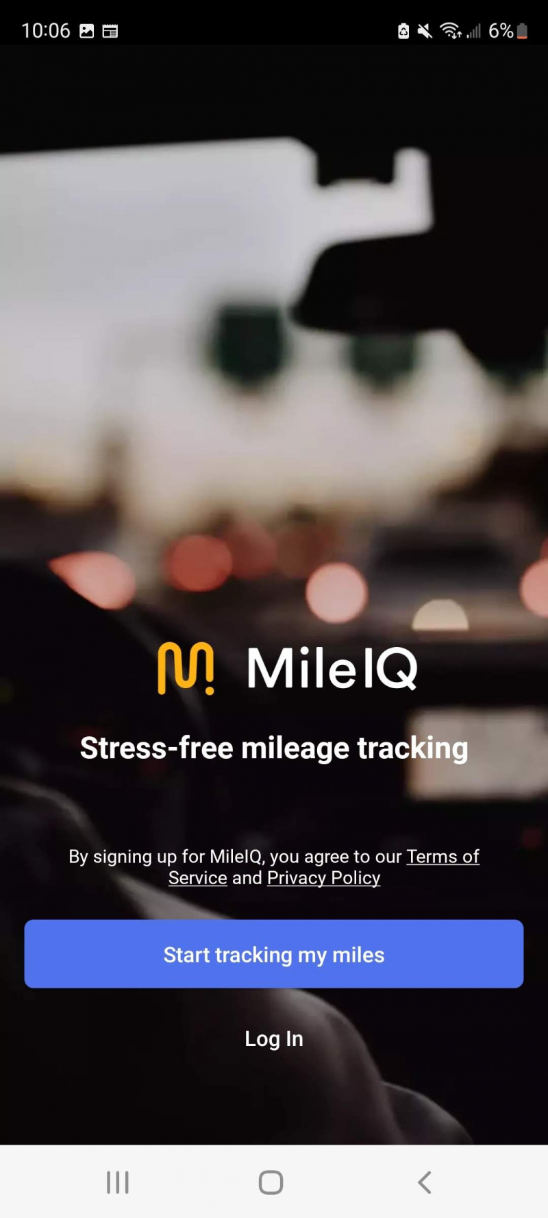   Screenshot nell'app MileageIQ 1